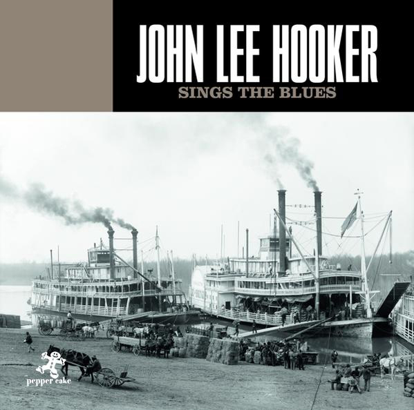 Albumcover von John Lee Hooker mit Dampfschiffen. Schwarz-Weiß-Bild. Text ist sichtbar.