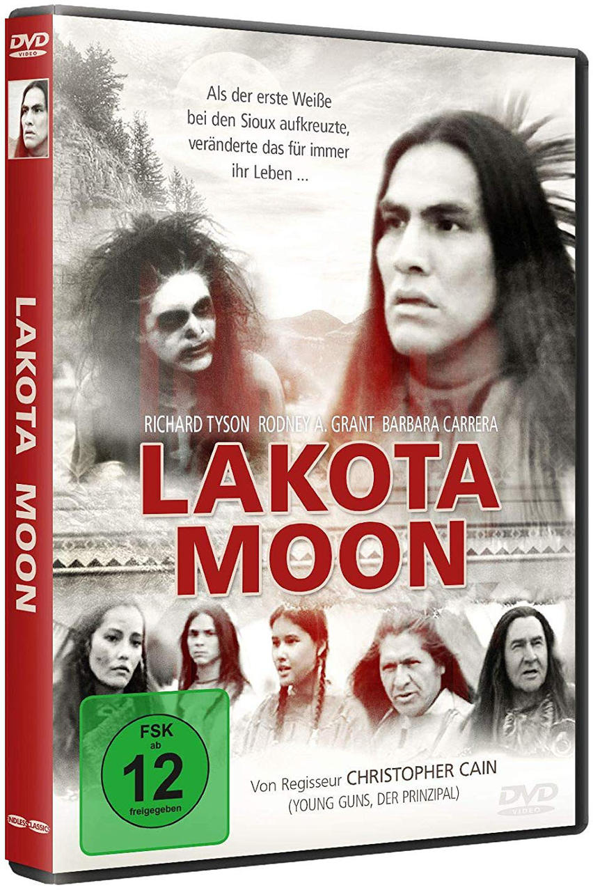 DVD-Cover von Lakota Moon. Ureinwohner-Mann und Titeltext.