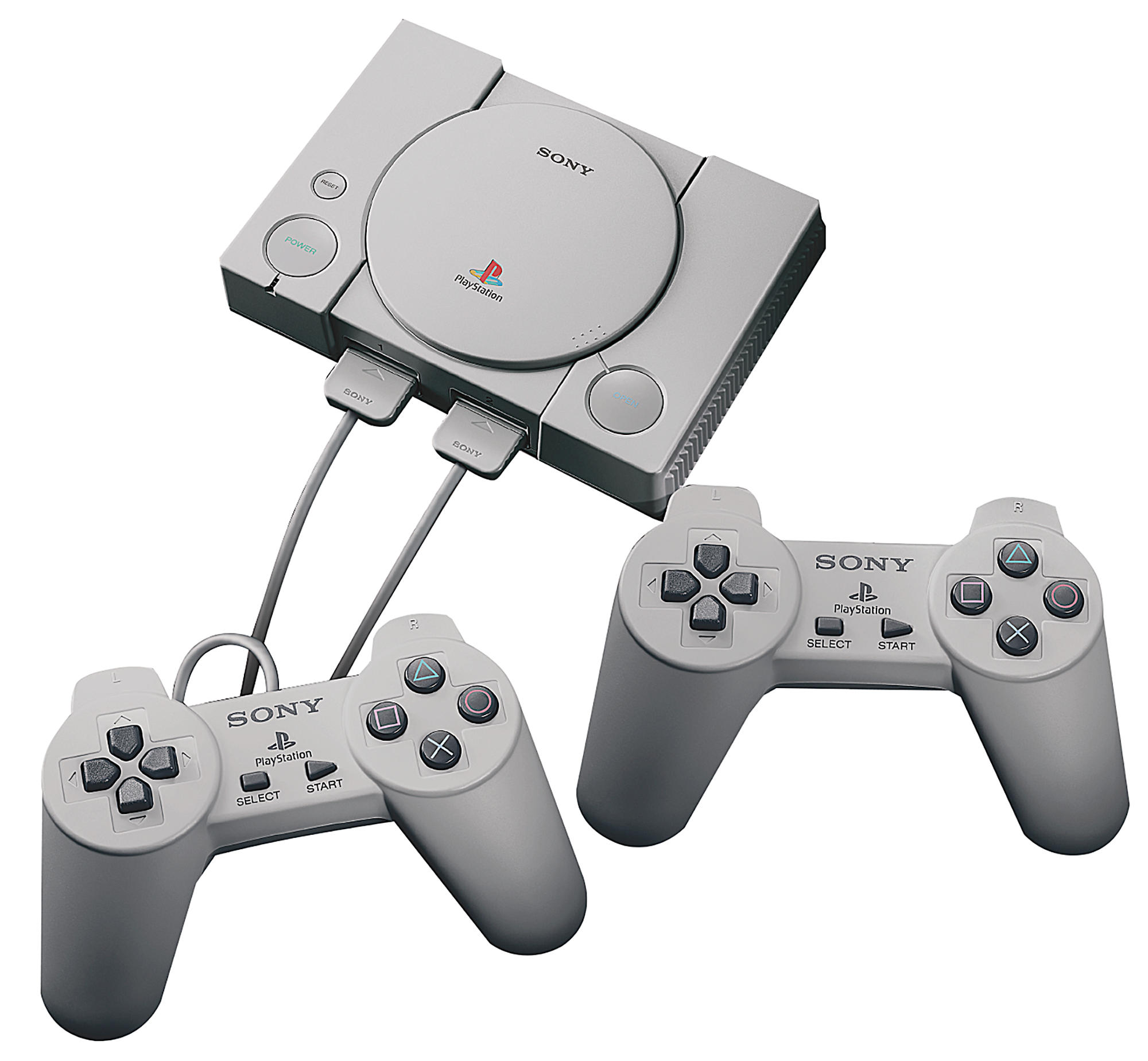 Consola - PlayStation Classic, Miniatura, Cable HDMI, Cable USB, Mandos, Gris