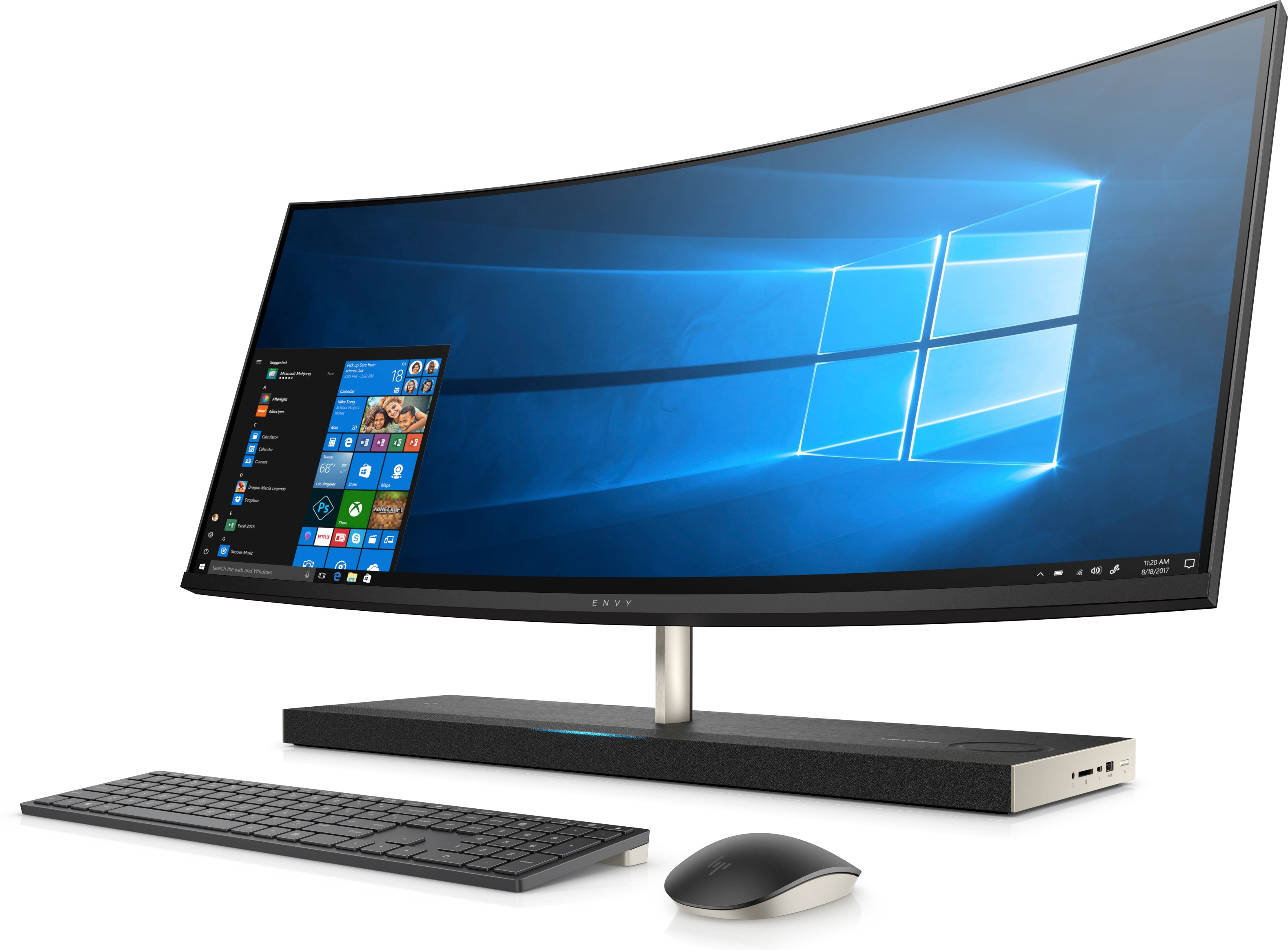 HP All in One PC Envy Curved 34-b130ng, dunkelgrau (5CQ61EA#ABD) All-in-One PC 34 Zoll, Intel® Core™ i7-8700T Prozessor
(12M Cache, bis zu 4.00 GHz), 16 GB RAM, 2000 GB HDD + 256 GB SSD, Grau