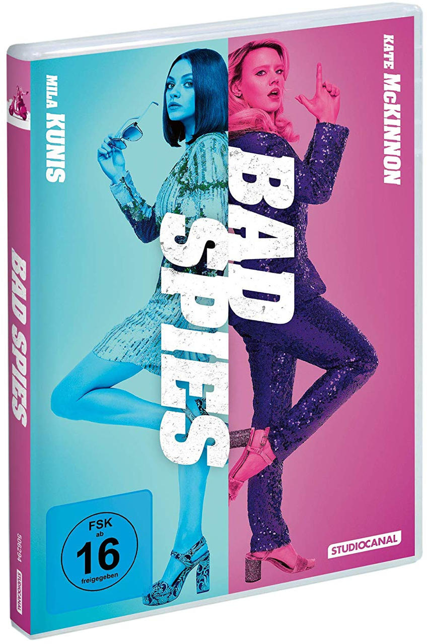 DVD-Cover von 'Bad Spies' mit Mila Kunis und Kate McKinnon. Blaue und violette Farbtöne dominieren das Cover.
