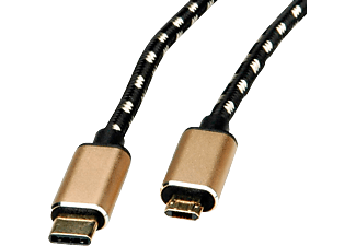 ROLINE Câble USB - Câble adaptateur, 1.8 m, 480 Mbit/s, Or/Noir