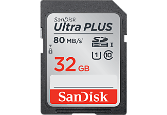 SANDISK Ultra - SDHC-Cartes mémoire  (32 GB, 80 MB/s, Argent/Noir)