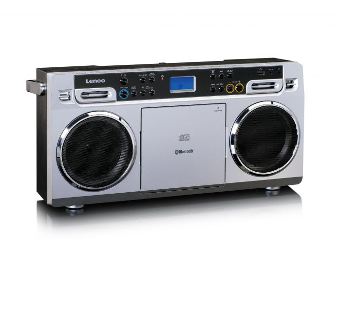 LENCO SCD 580 SI Tragbares CD-Radio, Schwarz/Silber/Grau