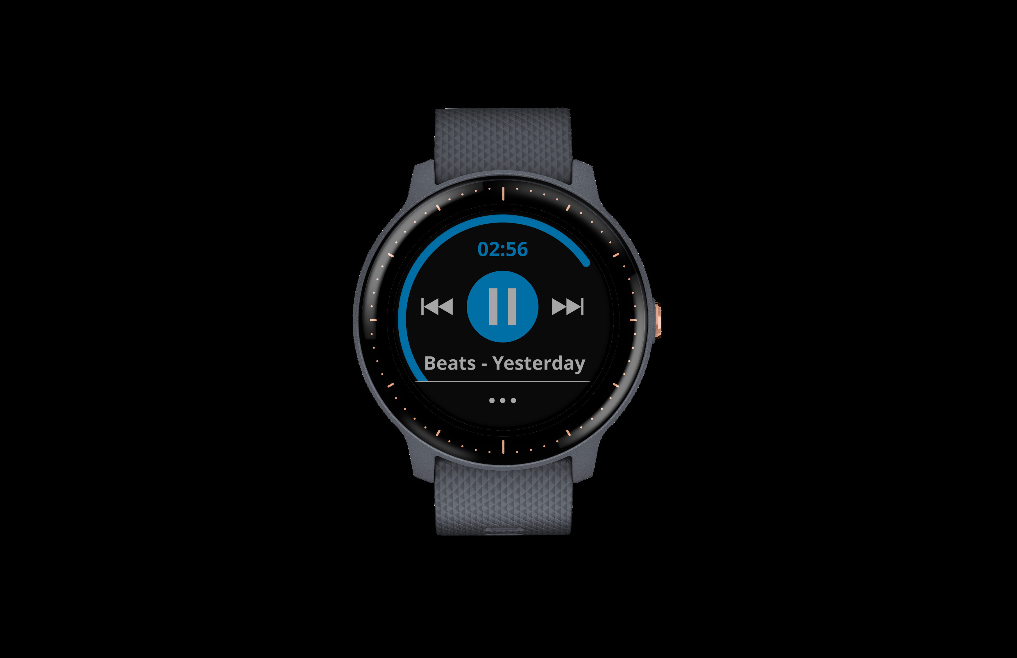 GARMIN vivoactive 3 Music Smartwatch Silikon, 127-204 mm (Handgelenkumfang), Granitblau/Silikon/ Roségold
