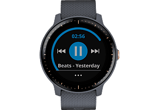GARMIN vivoactive 3 Music Smartwatch Silikon, 127-204 mm (Handgelenkumfang), Granitblau/Silikon/ Roségold