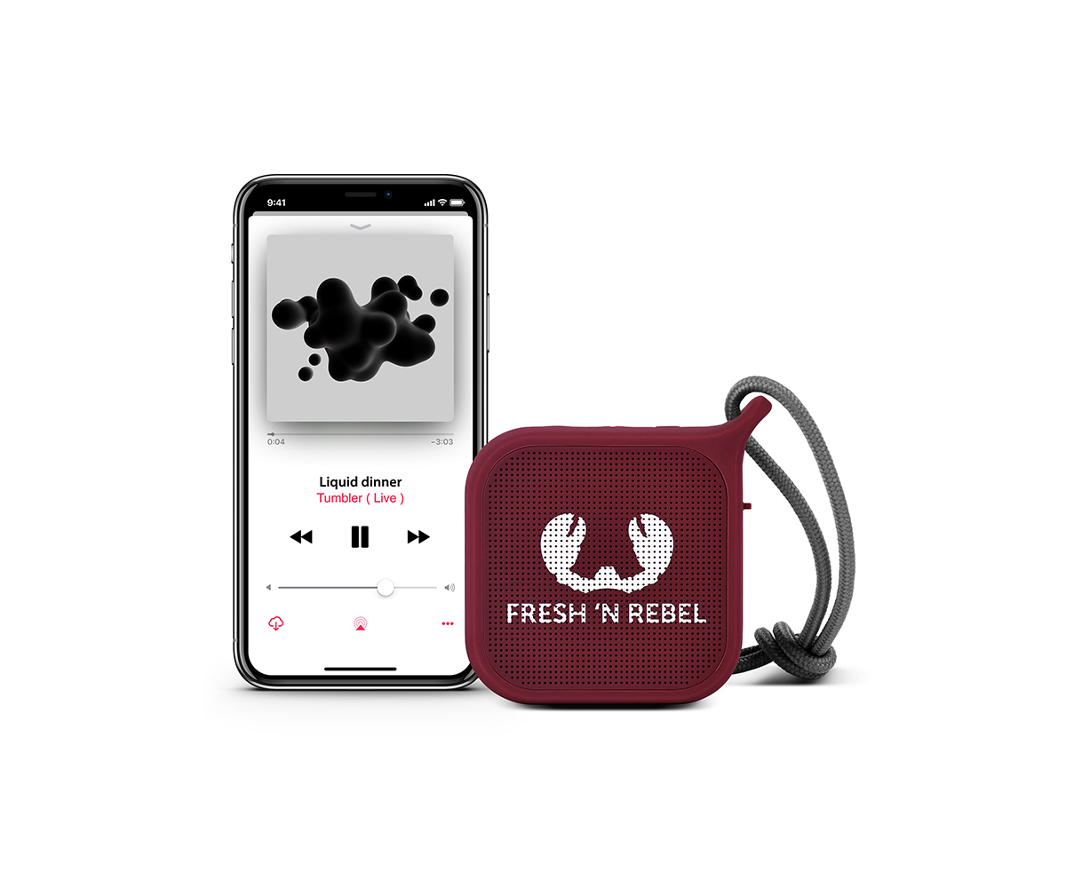 FRESH ‘N REBEL Rockbox Pebble Bluetooth Lautsprecher, Weinrot