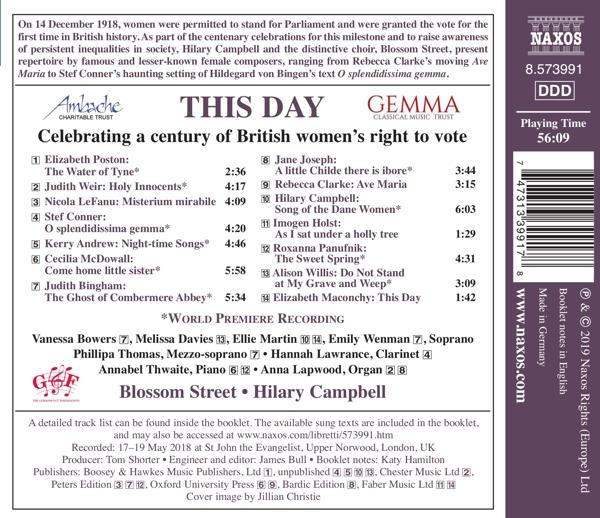 Rückseite einer CD-Hülle mit Text und einer Liste von Liedern.