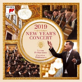 Ein CD-Cover: 2019 Neujahrskonzert mit Orchester und Dirigent Christian Thielemann.