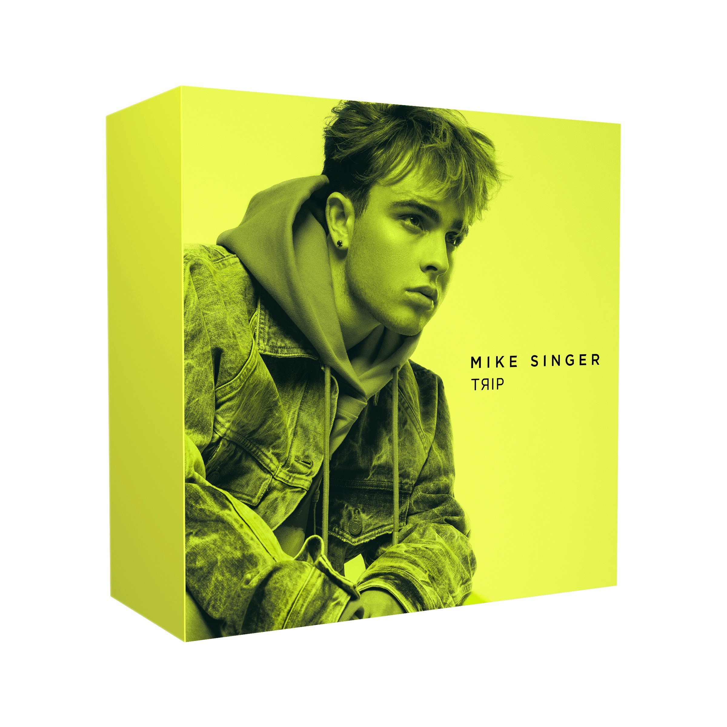 Albumcover für 'TRIP' von Mike Singer. Es zeigt einen Mann mit grüner Jacke.