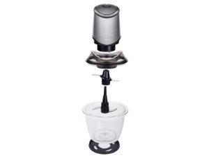 Blender disassembled, showing components on a white background.