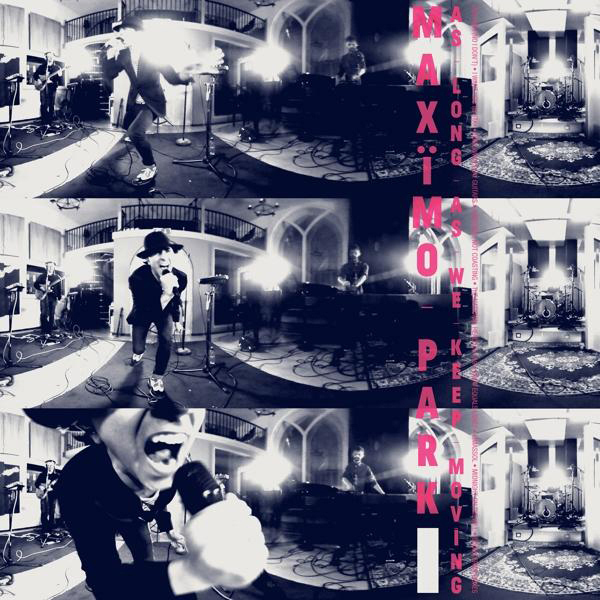Eine Collage einer Band, die auf der Bühne auftritt. Die Band heißt 'Maximo Park'.