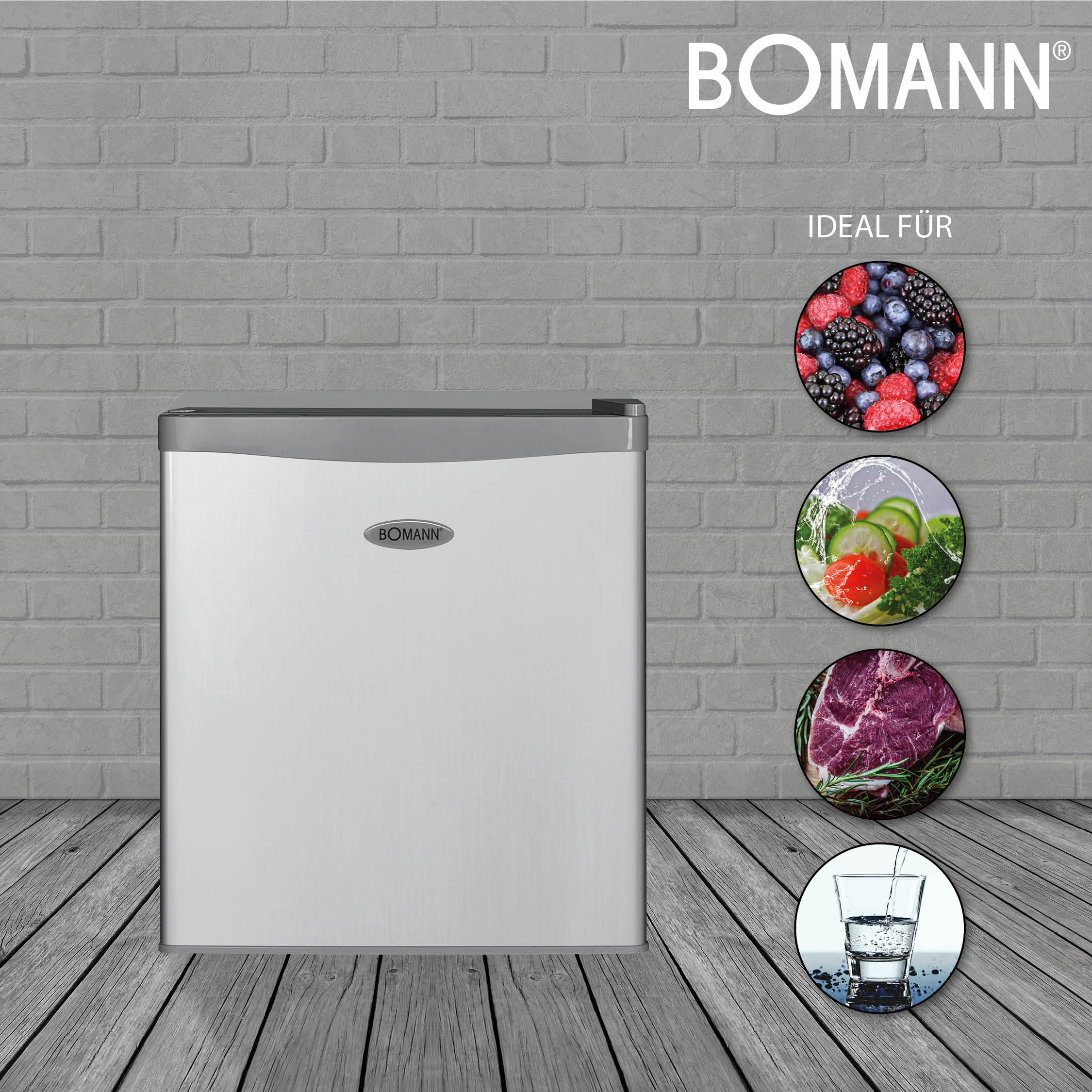 BOMANN KB 389 Kühlschrank (43 l, E, 510 mm hoch, Silber)