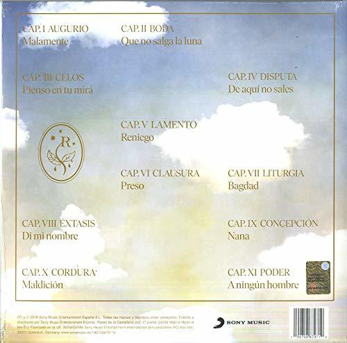 Rückseite einer Schallplatte mit Songtiteln und einem Logo vor einem Wolkenhintergrund.