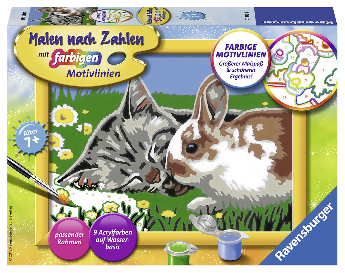 RAVENSBURGER Kätzchen und Häschen Malen nach Zahlen