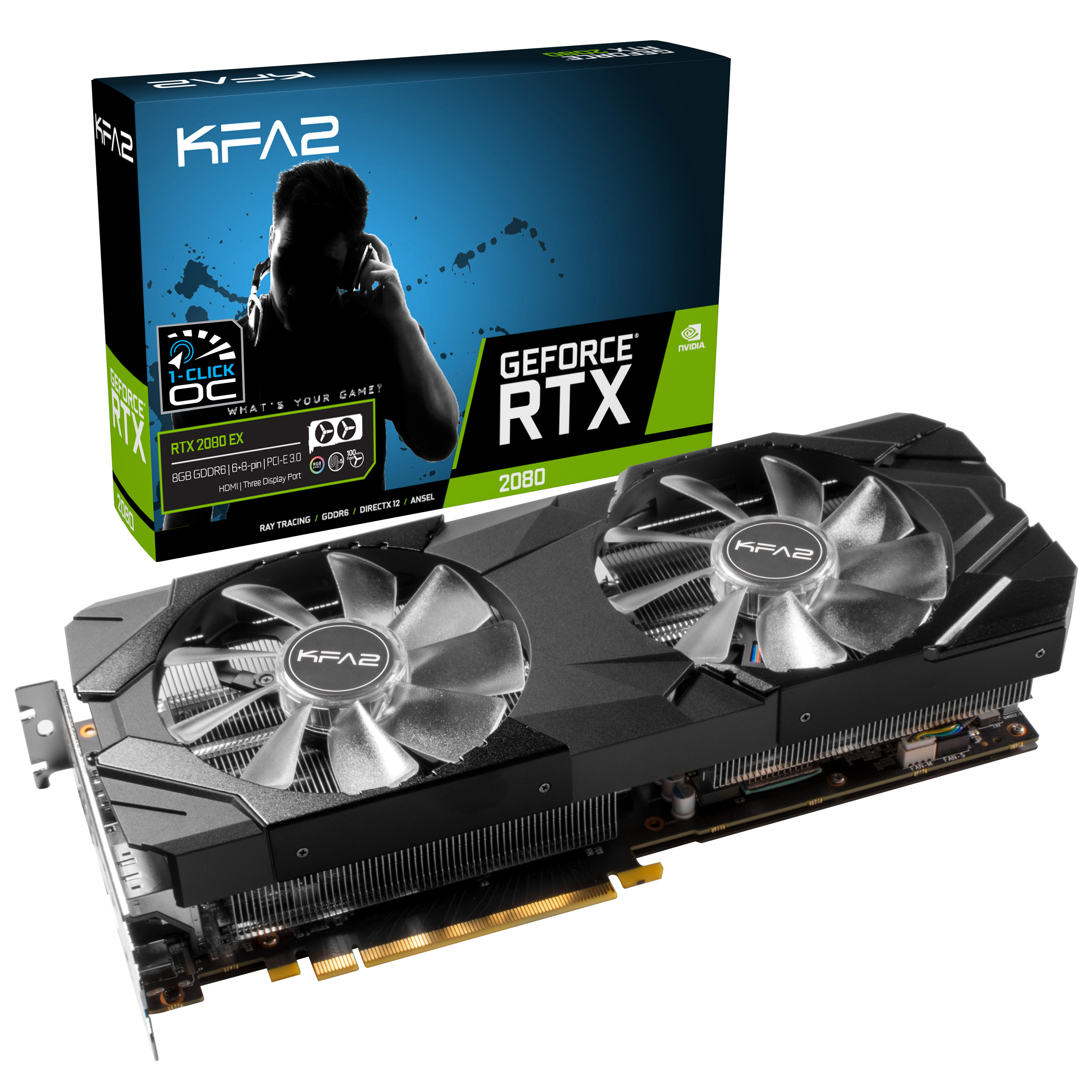 KFA2 GeForce RTX™ 2080 EX 8GB (28NSL6UCU9EK) (NVIDIA, Grafikkarte)