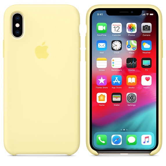 APPLE Silikon Case, Backcover, Apple, iPhone XS, Samtgelb