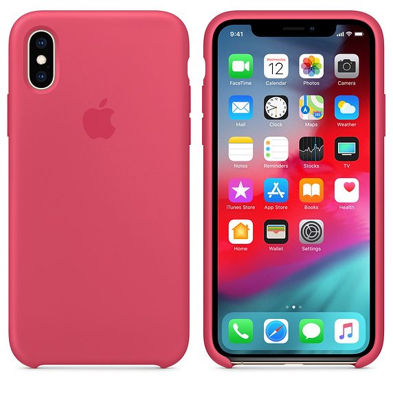 APPLE Silikon Case, Backcover, Apple, iPhone XS, Hibiskus