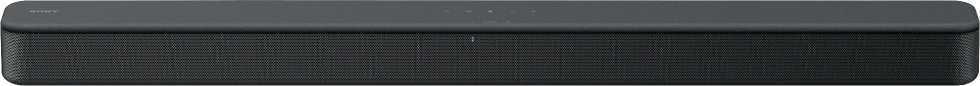 Soundbar Sony grigio scuro. Forma rettangolare, con una serie di linee orizzontali.