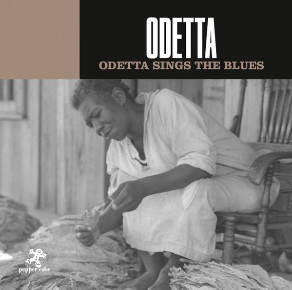 Albumcover von Odetta. Odetta singt den Blues, ihr Name in großen weißen Buchstaben.