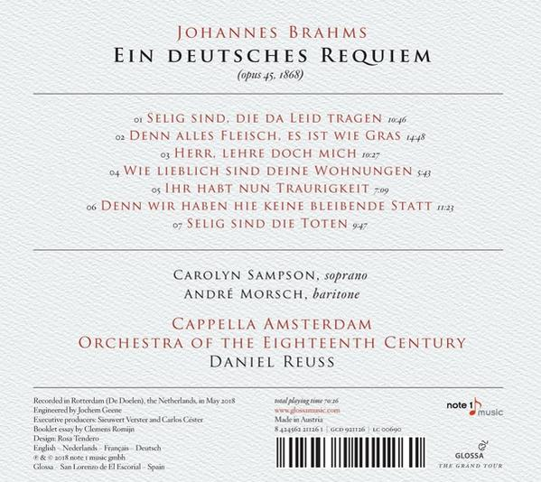 Sampson/Morsch/Reuss/Orch.of the Eighteenth Cent. - Ein Deutsches Requiem  - (CD)