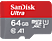 SANDISK Ultra A1+AD - Micro-SDXC-Speicherkarte  (64 GB, 100 MB/s, Grau/Rot)