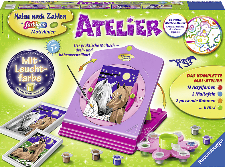 RAVENSBURGER Atelier Pferde Malen nach Zahlen Mehrfarbig Malen nach