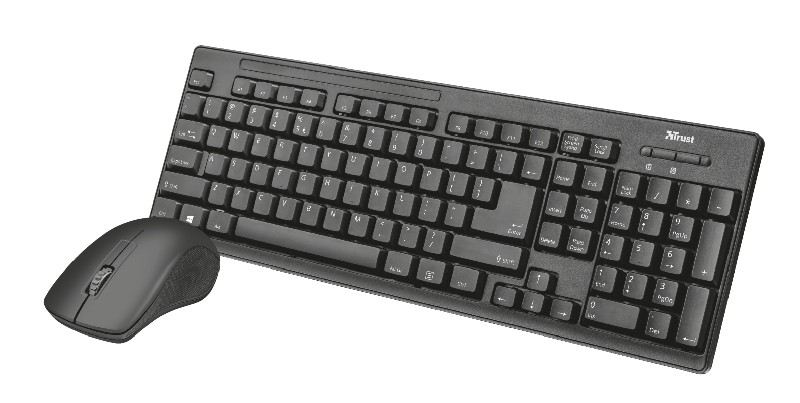 Pack Teclado + Ratón - Trust Ziva 22025, Inalámbrico, USB, Negro