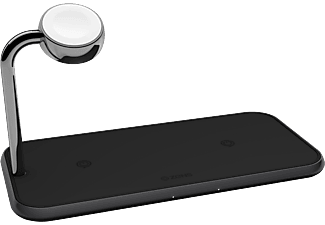 ZENS Triple Aluminium Trådlös QI-laddare 2 x 10W med Apple Watchladdare 7.5W - Svart