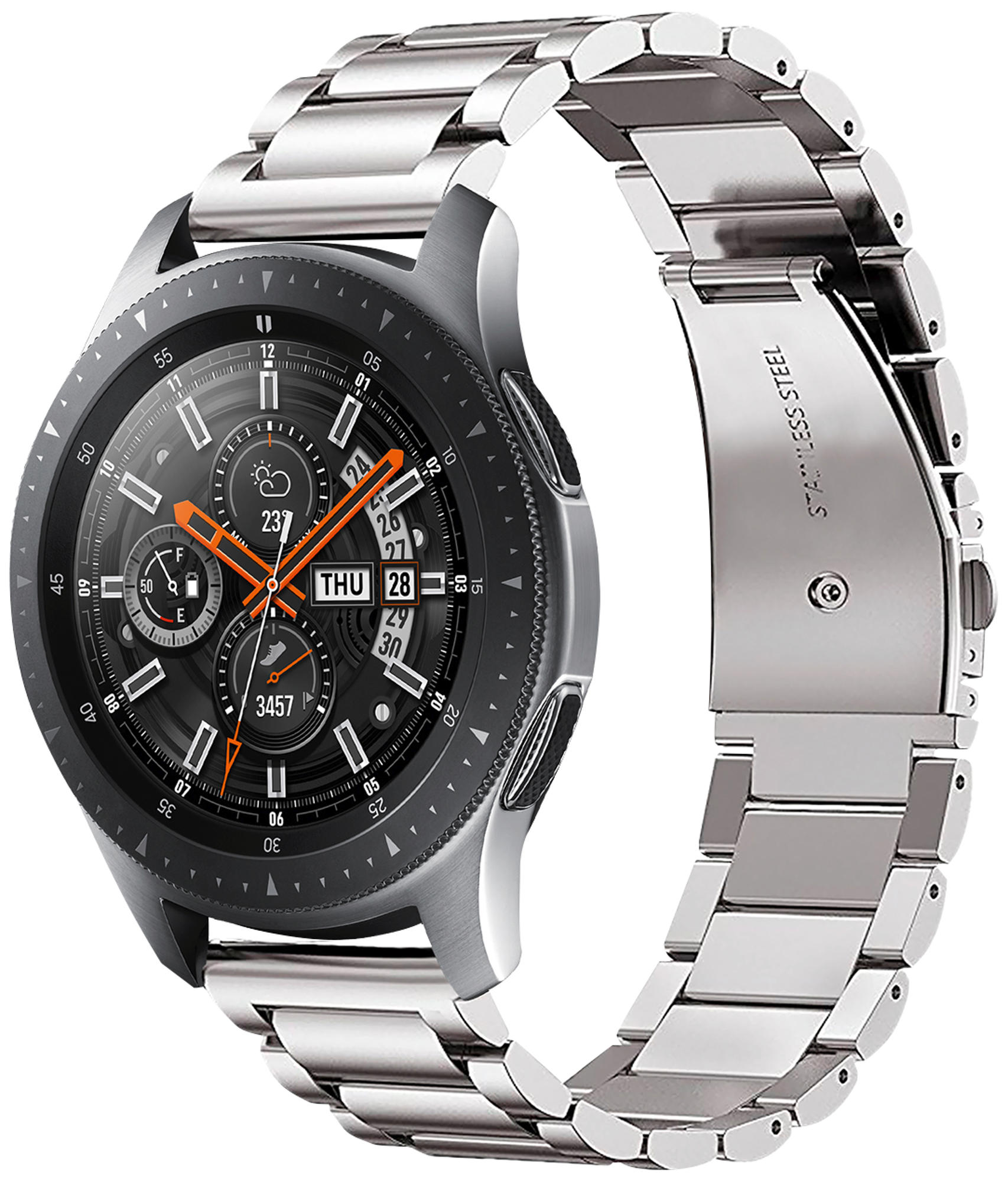 SAMSUNG Galaxy Watch 46mm Premium Edition, inkl. Edelstahl Armband in silber   Smartwatch Edelstahl Silikon, 175 mm, Silber