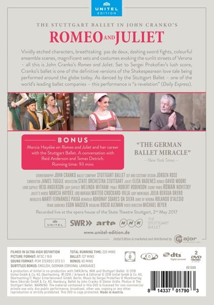 DVD-Cover: Romeo und Julia des Stuttgarter Balletts. Text und Bilder der Aufführung.
