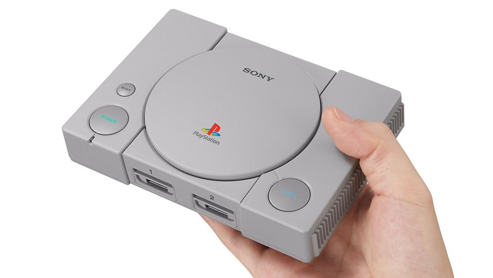 Consola - PlayStation Classic, Miniatura, Cable HDMI, Cable USB, Mandos, Gris