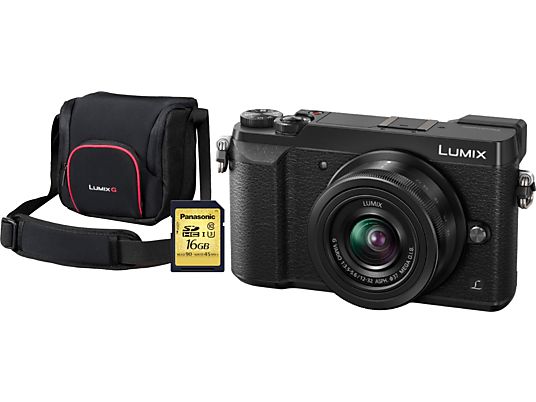 PANASONIC Systemkamera Lumix DMC-GX80 Schwarz mit G Vario 12-32mm, Tasche, Speicherkarte - Ausstellungsstück