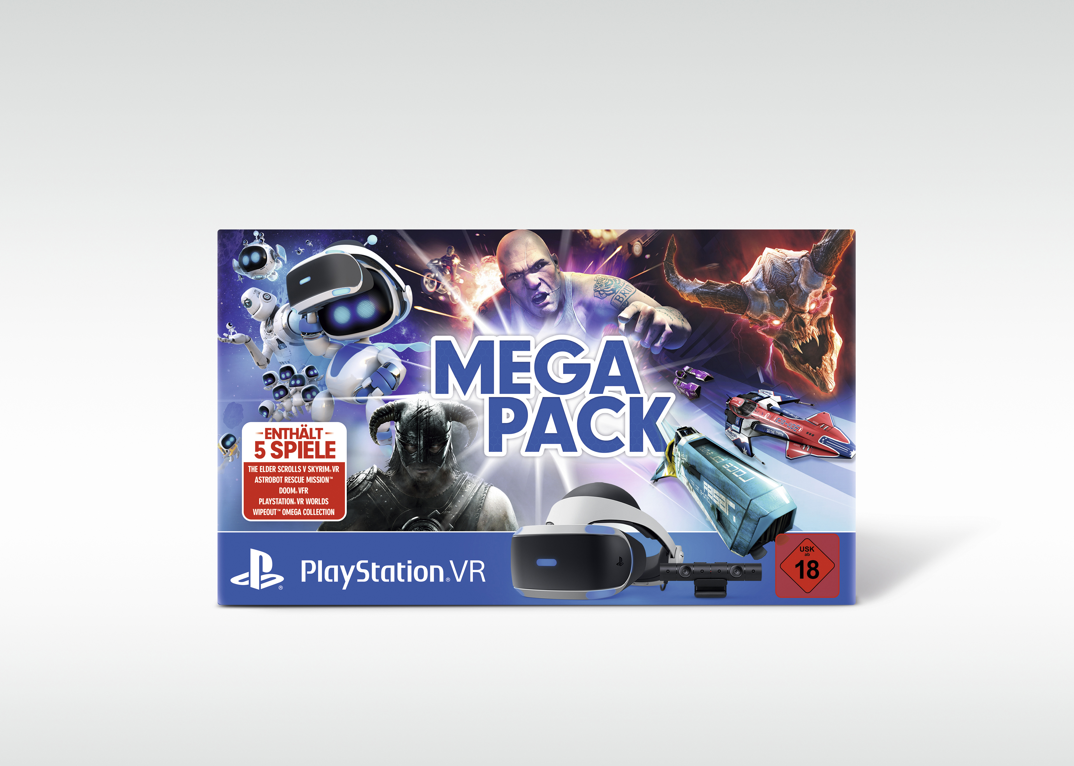 SONY PlayStation VR Megapack: PlayStation VR, PlayStation Camera, 5 Spiele (VOUCHER) VR Brille