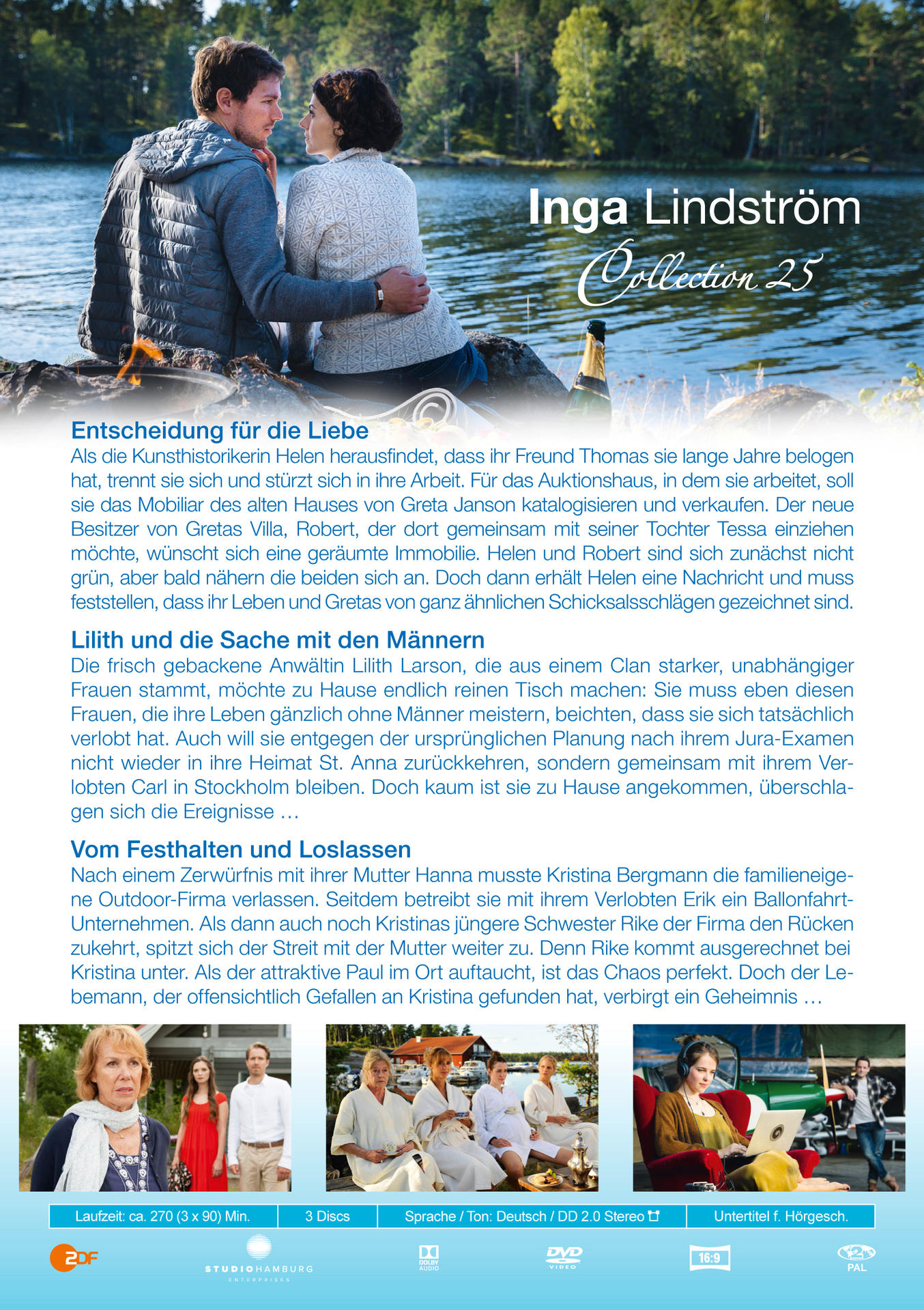 Filmcover mit einem Paar am Wasser, der Titel lautet 'Inga Lindström Collection 25' auf Deutsch.