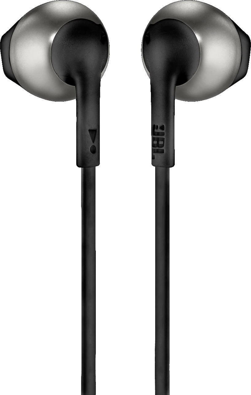 JBL T205CRMINEAR WIRED HDPHS UNIV W/ MIC FLAT CBL In-ear Oortjes Zwart
