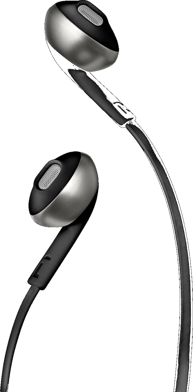 JBL T205CRMINEAR WIRED HDPHS UNIV W/ MIC FLAT CBL In-ear Oortjes Zwart
