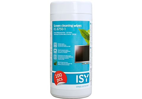 ISY Reinigungstücher für Bildschirme, 100 Stück, Grüner Tee Tücher (ICL-6750-1)