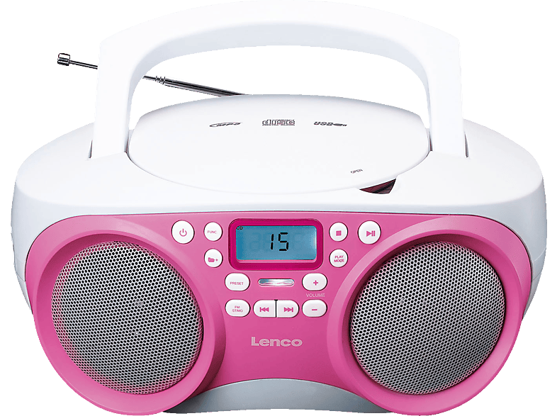 LENCO SCD 301 Tragbares Radio, Pink/Weiß Tragbares Radio