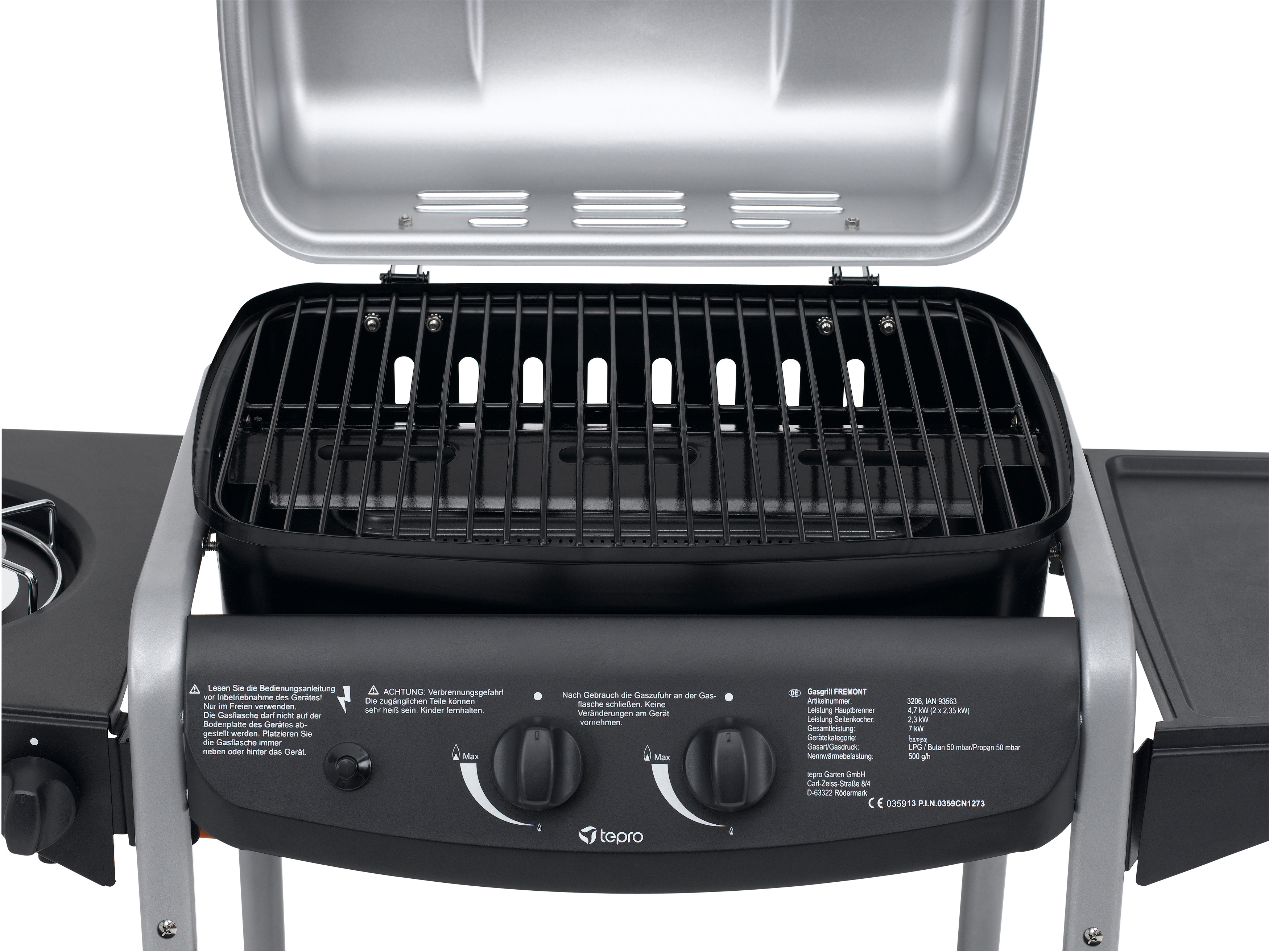 TEPRO 3157 Fremont Gasgrill, Schwarz/Silber (7000 Watt)