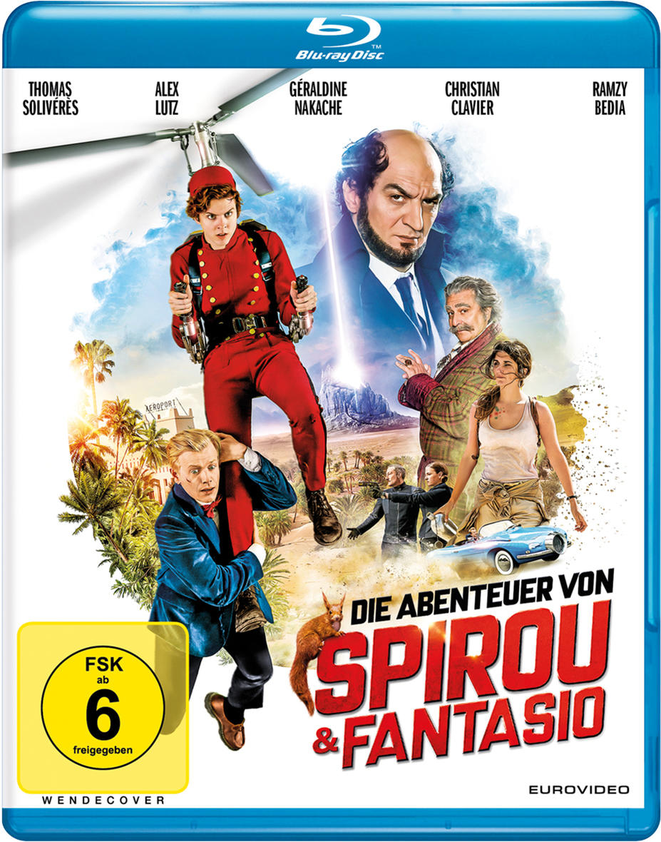 Blu-ray-Cover von 'Die Abenteuer von Spirou & Fantasio'. Besetzung: Thomas Solivérès, Alex Lutz, u.a.