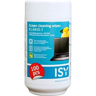 ISY Reinigungstücher für Bildschirme, 100 Stück, Zitronenduft (ICL-6450-1)