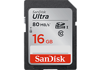 SANDISK SanDisk Ultra SDHC - Scheda di memoria - 16 GB - SDHC-Schede di memoria  (16 GB, 80 MB/s, Argento/nero)