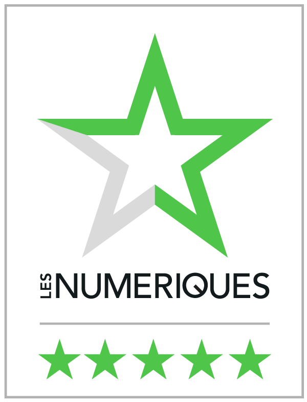 Grünes Stern-Logo mit 'LES NUMERIQUES' Text und 4 Sternen.