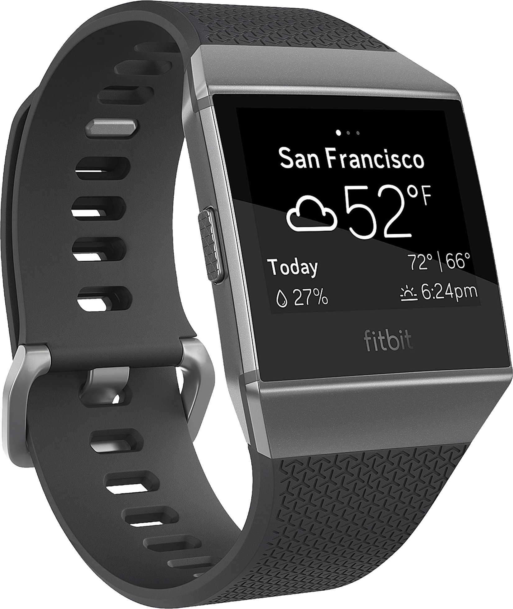 FITBIT Ionic - Fitness-Smartwatch (S/L, Elastomer, Charcoal/Smoke Gray)