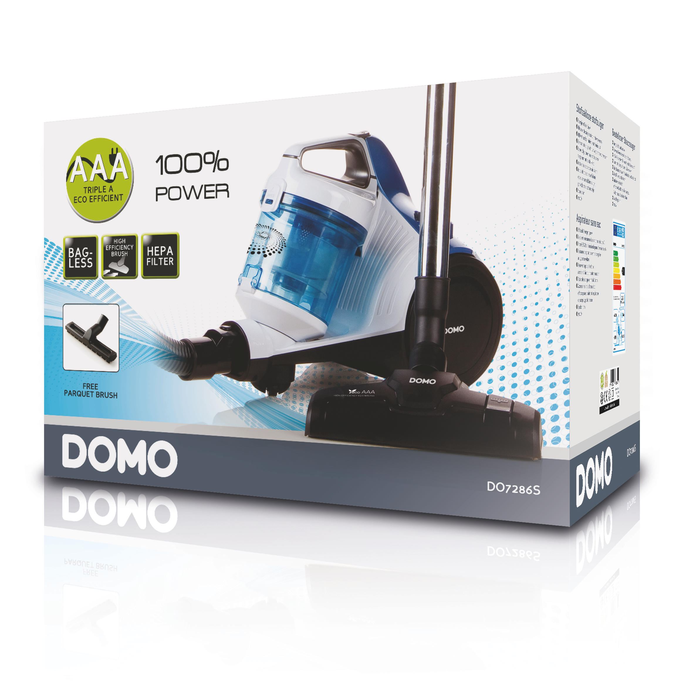 DOMO DO7286S WHITE/L. BLUE - Aspirateur (Bleu)