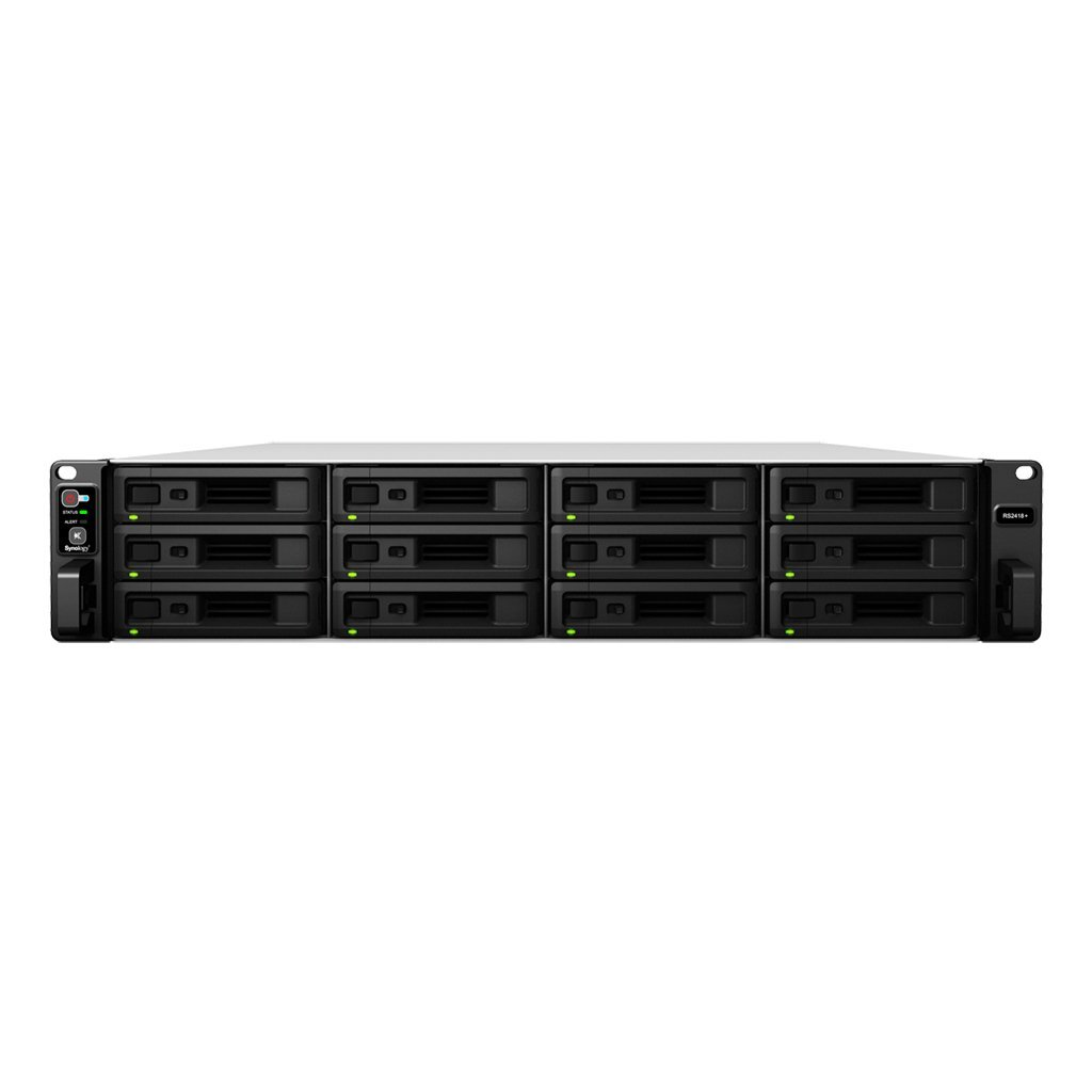 Servidor NAS - SYNOLOGY RS2418+ 2U, 12 BAY, 2.1 GHZ, QC, Negro