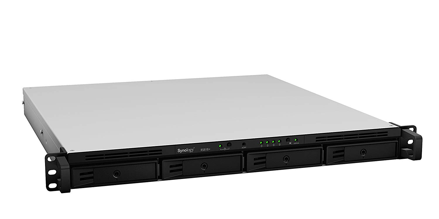 Servidor NAS - SYNOLOGY RS818+ 1U 4 BAY, 2.4 GHZ, QC, 2GB, Negro