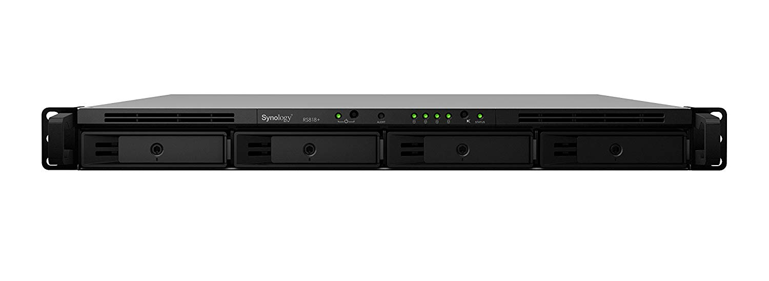 Servidor NAS - SYNOLOGY RS818+ 1U 4 BAY, 2.4 GHZ, QC, 2GB, Negro