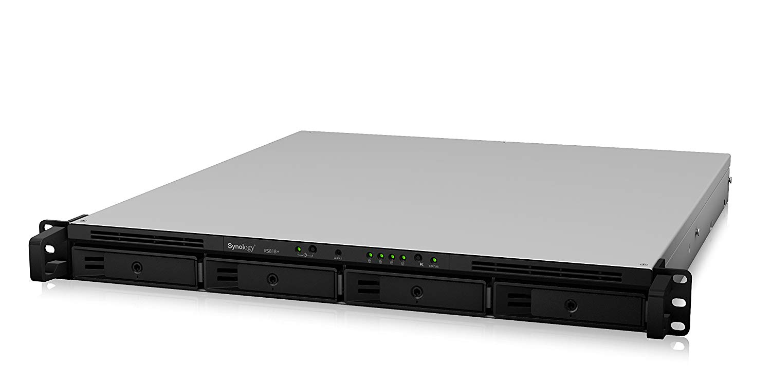 Servidor NAS - SYNOLOGY RS818+ 1U 4 BAY, 2.4 GHZ, QC, 2GB, Negro